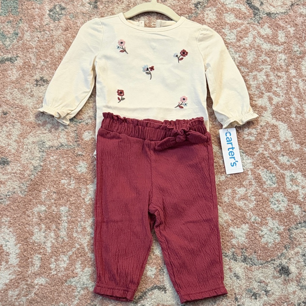 NWT Carter's Floral Embroidered Set